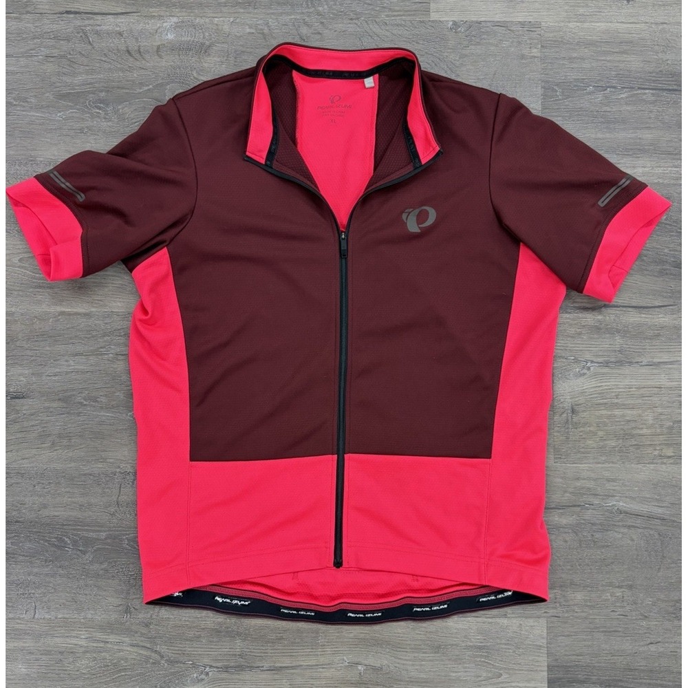 Pearl Izumi Cycling Jersey Mens XL Full Zip Short Sleeve Red Burgundy Bike